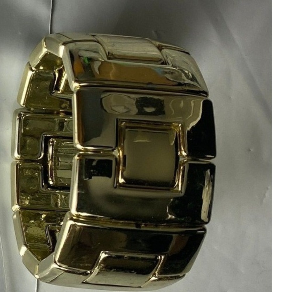 Chunky Gold Tone Geometric Stretch Bracelet